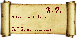 Nikolits Iván névjegykártya